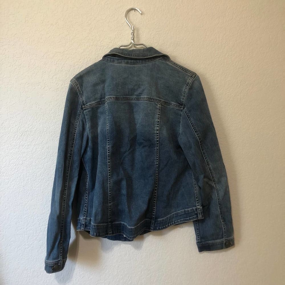 Chico's Blue Denim Jean Jacket with Lace Yoke - Picture 10 of 10